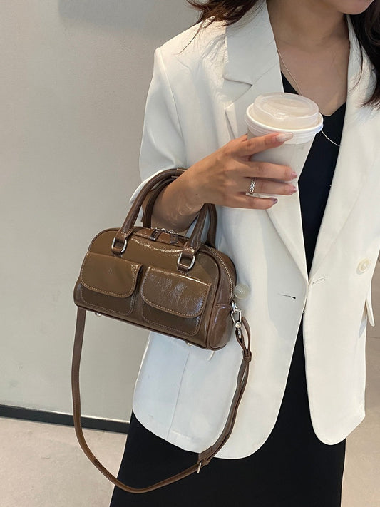 Genuine Leather Retro Female Burst Crack Cattlehide Fashion Simple Women's Handbag