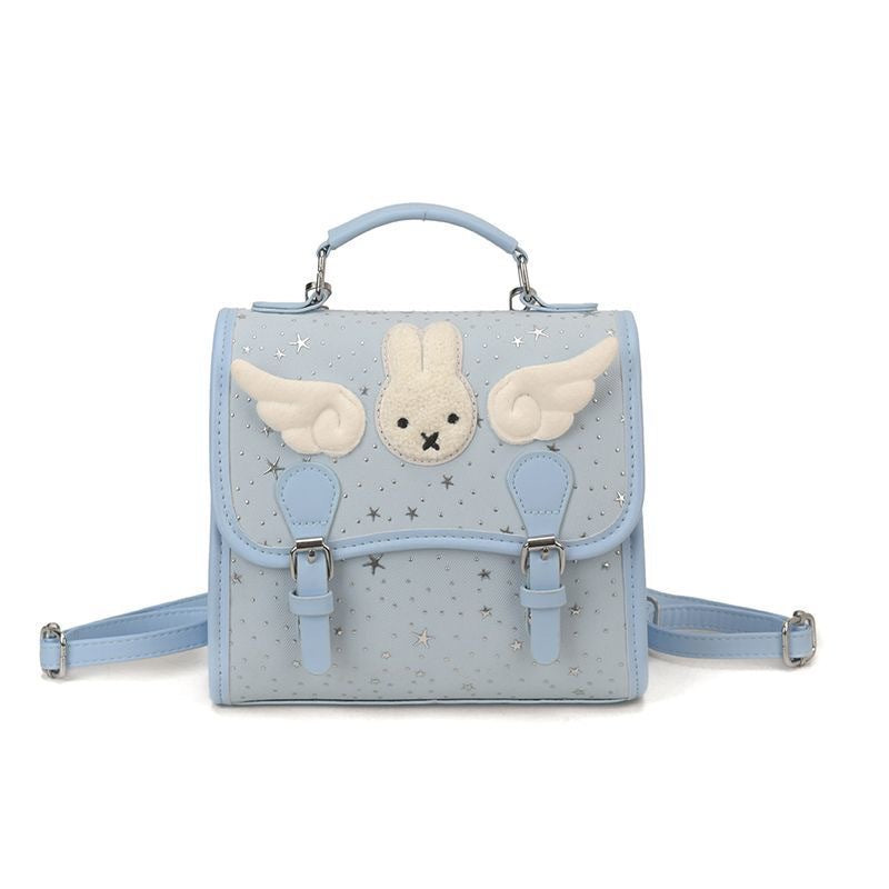Women's Korean Cartoon Mickey Rabbit Design Cute Angel Little Wing Backpacks