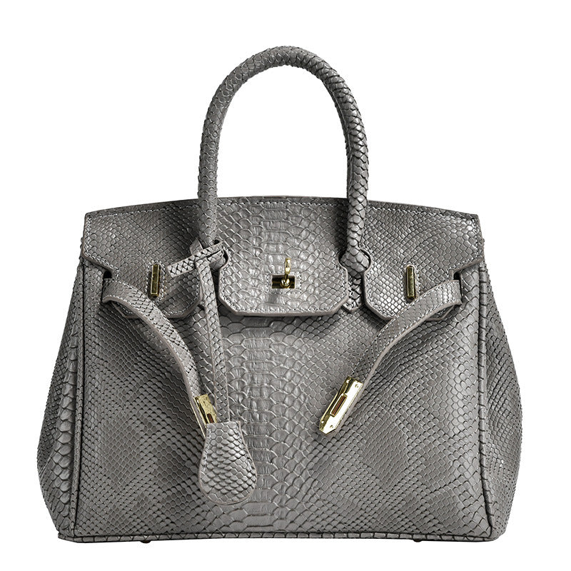 Women's Crocodile Pattern Platinum Oblique Large Capacity Women's Messenger Bag