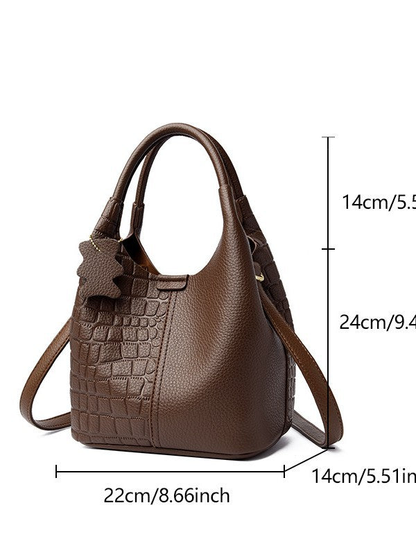 Women's Leather Commuter Fashion Deformation One Combination Bucket Bag