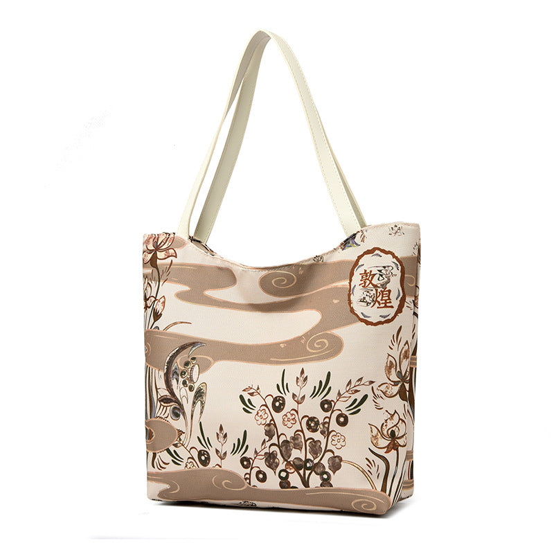 Women's Large Capacity Printed Ethnic Style Portable Tote Bag