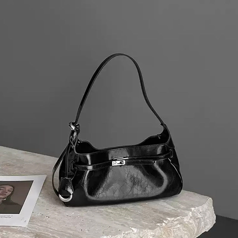 Women's Capacity Totes Cowhide Niche Design Genuine Leather Underarm Bags