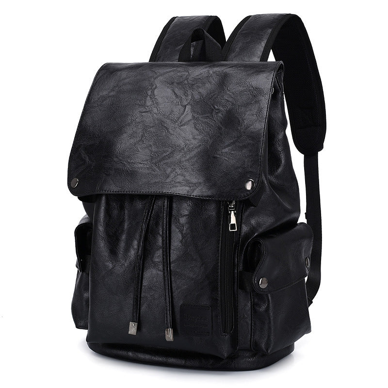 Unique Men's Soft Leather Punk Leisure Business Backpack