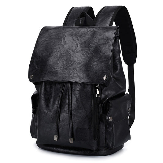 Unique Men's Soft Leather Punk Leisure Business Backpack