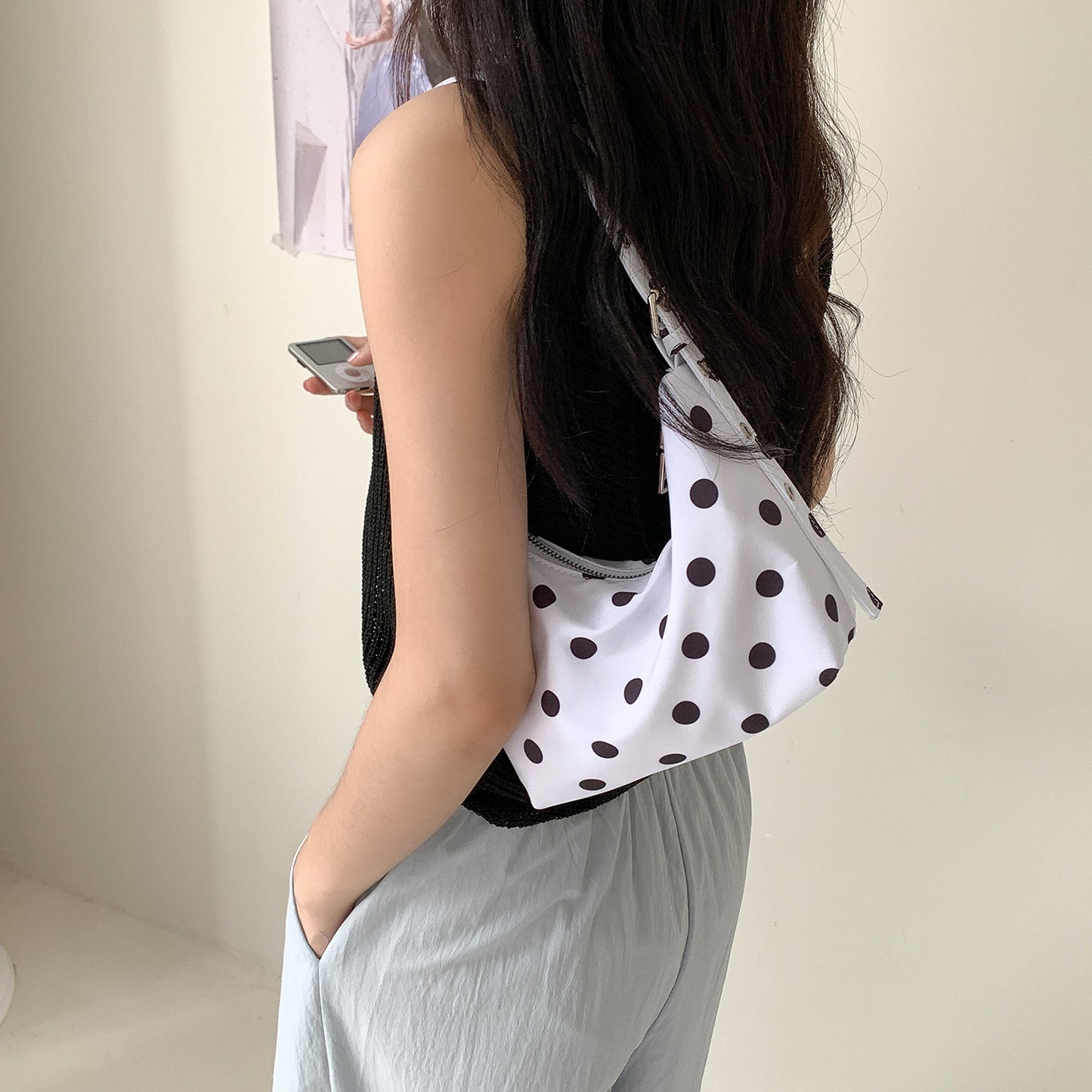 Women's Korean Fashion Nylon Commuter Niche Polka Dot Women's Shoulder Bag
