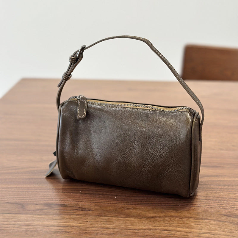 Mini Genuine Leather Female Hand Vegetable Tanned Cowhide Spring Pencil Women's Handbag