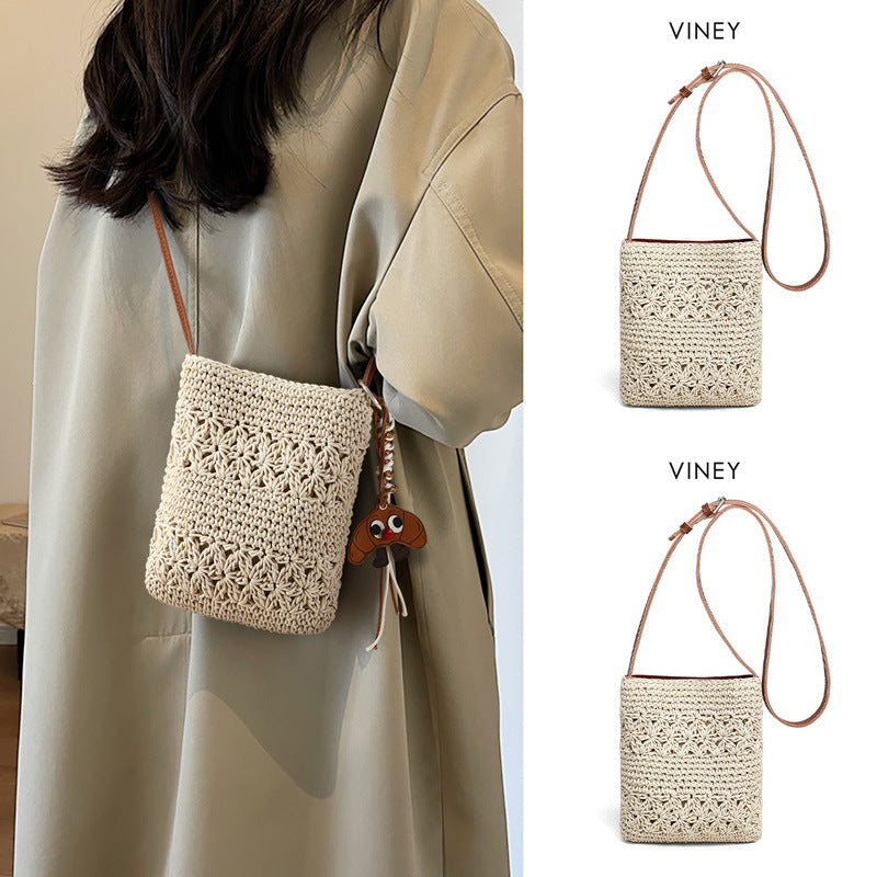 Women's Woven Summer Mobile Cotton Beach Phone Bags