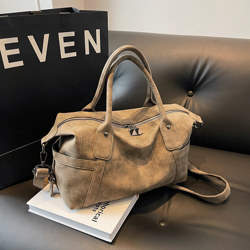 Retro Frosted Textured Large Capacity Commute Business Handbags