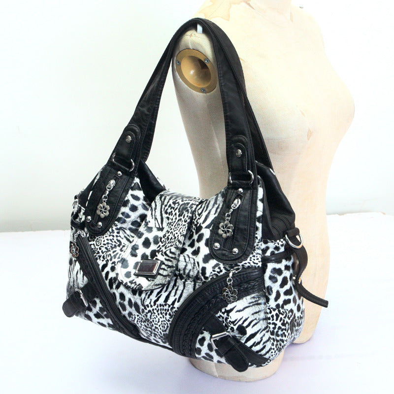 Hot Fashionable Western Style Washed Leather Women's Shoulder Bag