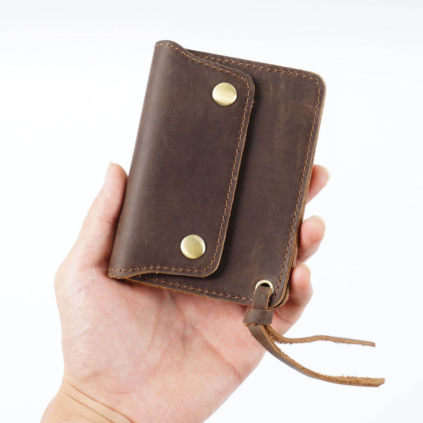 Simple Handmade Genuine Leather Short Vintage Crazy Horse Zipper Card Pack Card Sleeve