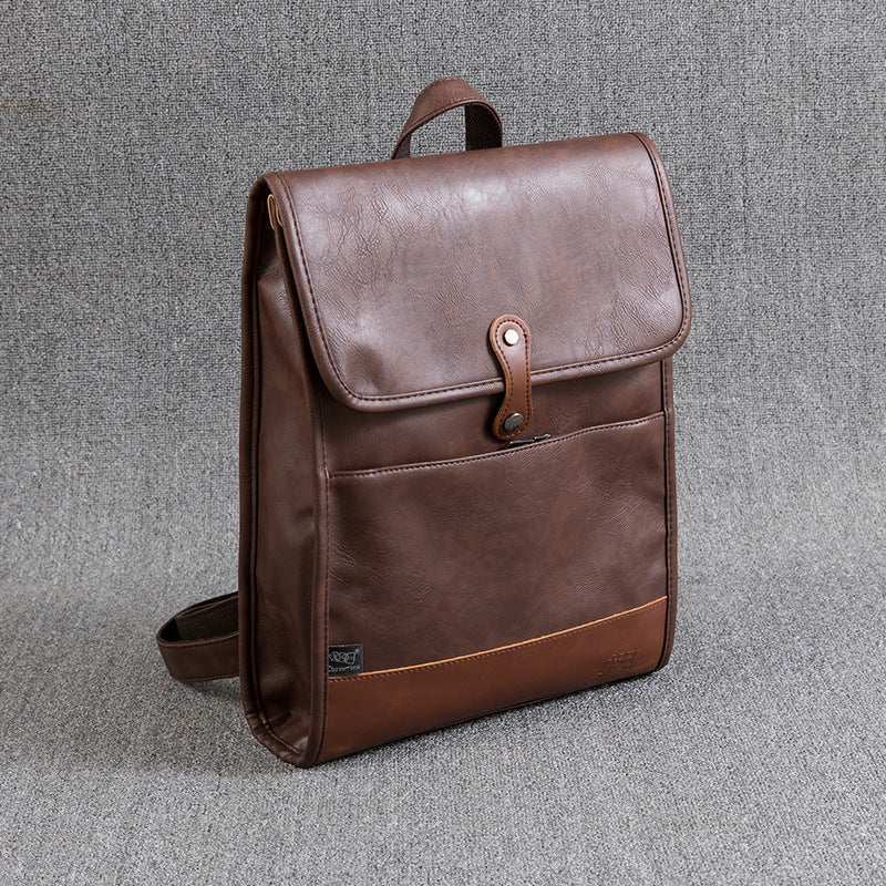 Women's & Men's Retro College Style Leather Personalized Fashion Trend Leisure Backpack
