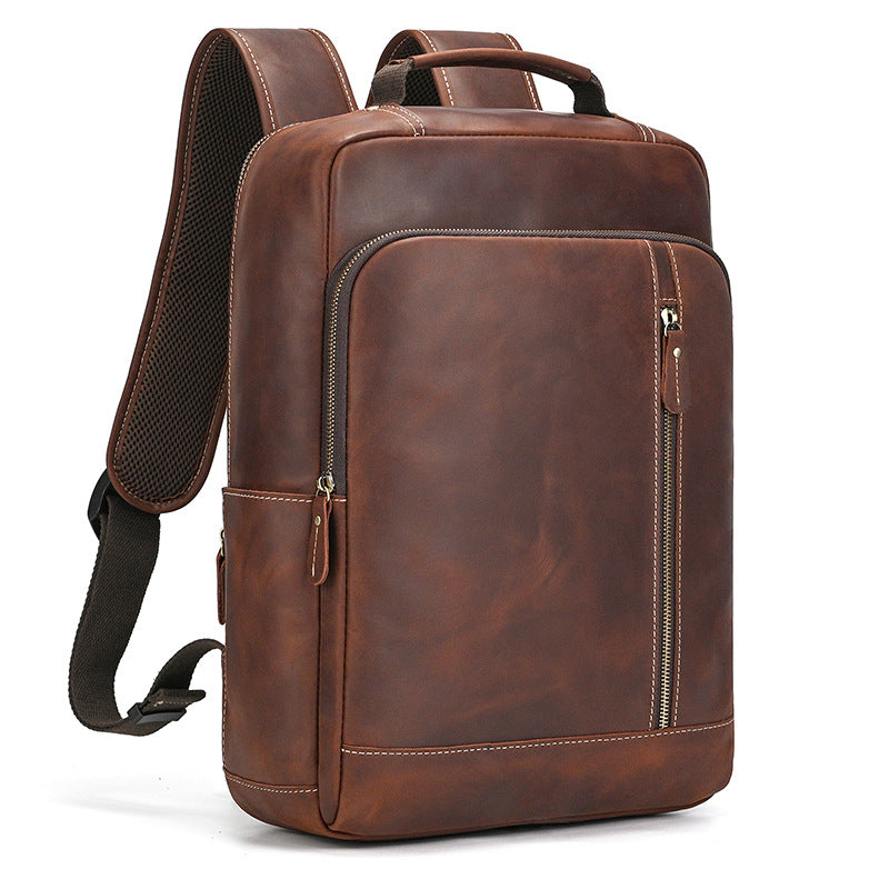 Casual Men's Leather Commuter Computer Cowhide Business Backpack