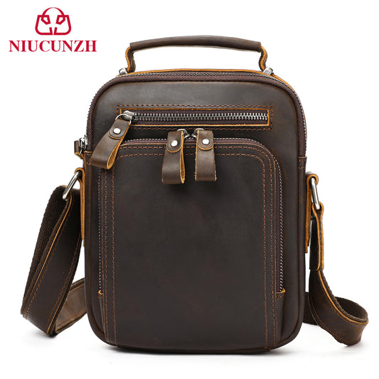 Men's Genuine Leather Retro Crazy Horse Large Capacity First Layer Men's Messenger Bag