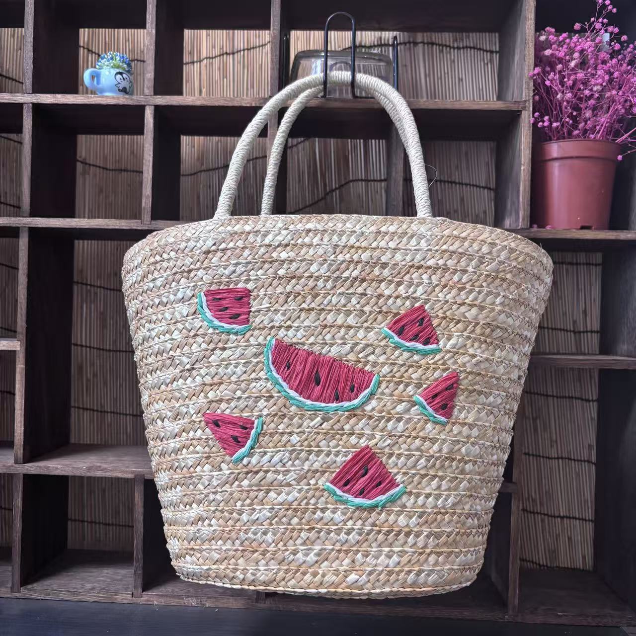Women's Summer Woven Straw Seaside Vacation Weaving Embroidered Handbags