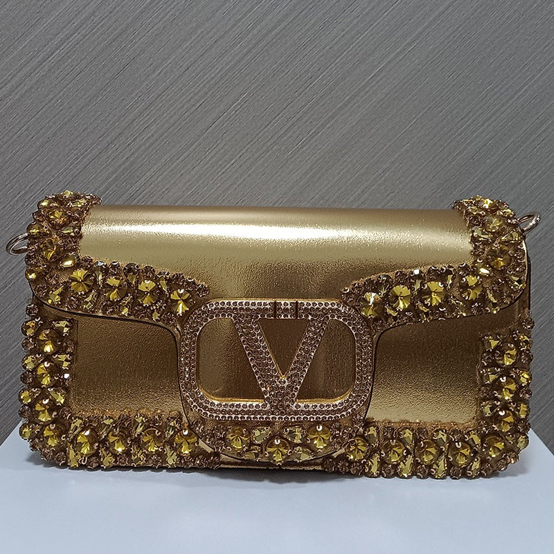 Women's Retro Sequin Drill Chain Fashion Genuine Women's Messenger Bag
