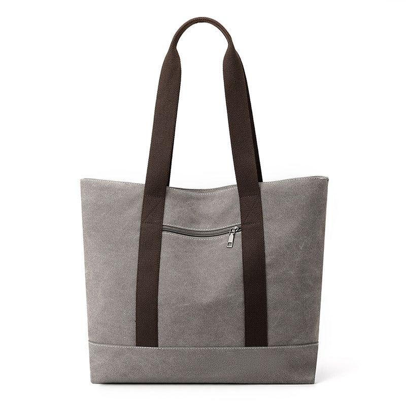 Women's Large Capacity Block Fashion Big Canvas Retro Shoulder Bags