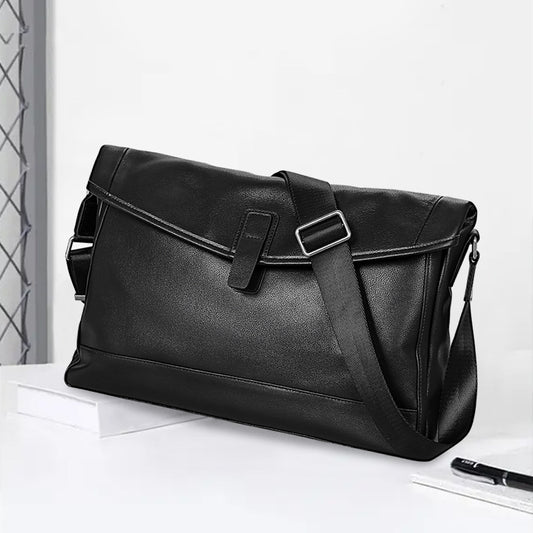 Men's Leather Fashion First Layer Cowhide Large Bags