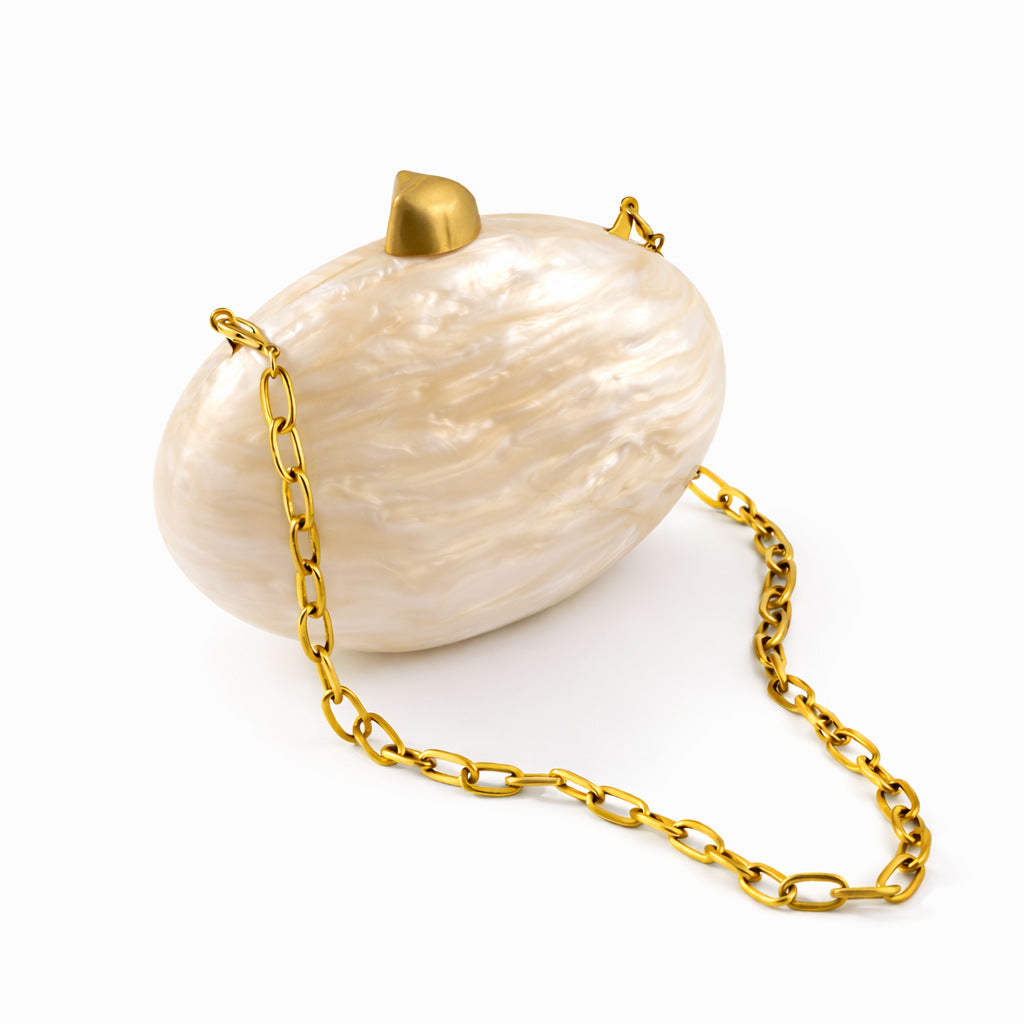 Women's Beige Semicircle Acrylic Clutch Wedding Fashion Bags