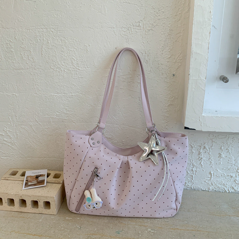 Spring Korean Style Rhinestone Canvas Large Capacity Portable Tote Bag