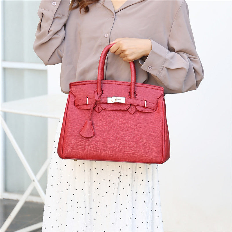 Women's Litchi Pattern Solid Color Fashion Women's Handbag