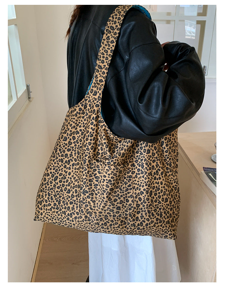Women's Autumn Leopard Print Pink Duplex Printing Women's Shoulder Bag