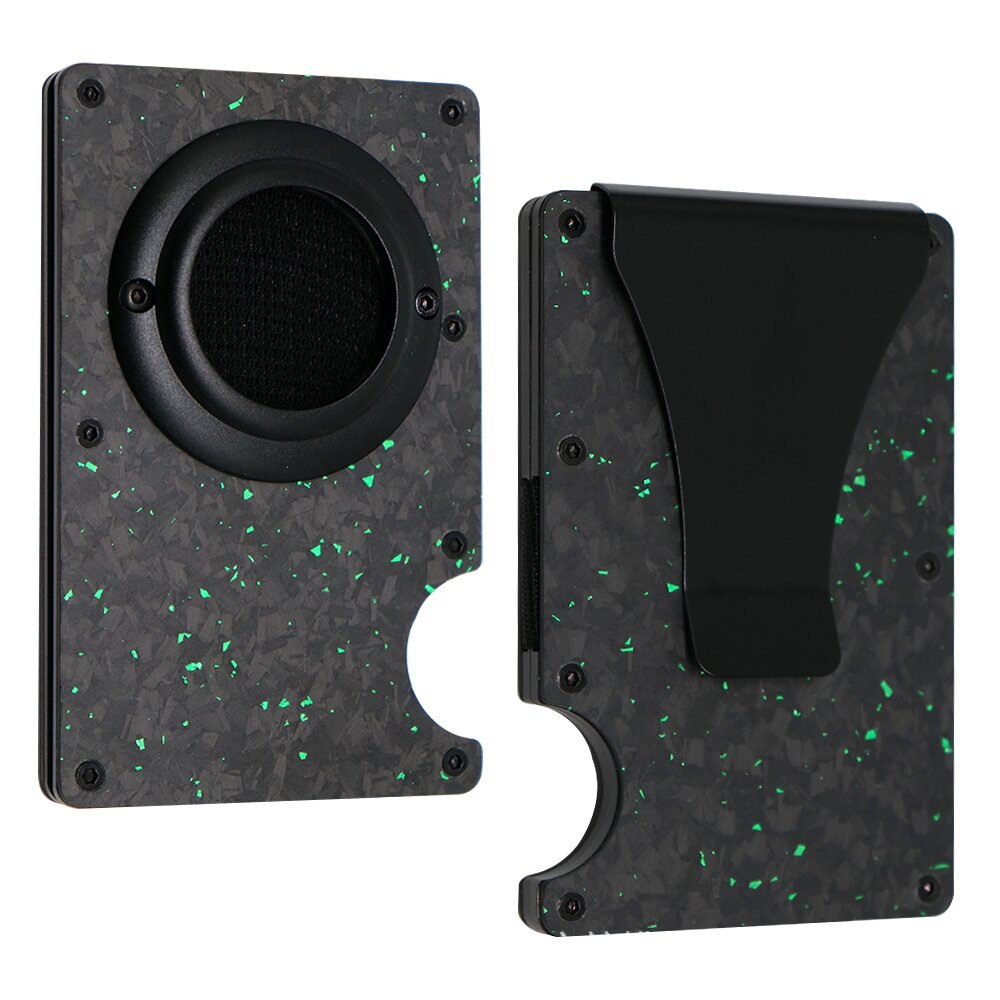 Carbon Fiber Pattern Swiping Aluminum Alloy Clamp Card Holder