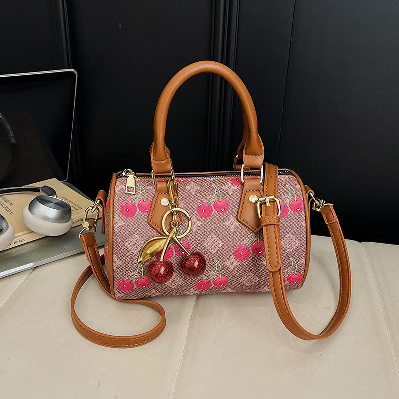 Women's Cute Cherry Print Boston Pillow Fashion Bags