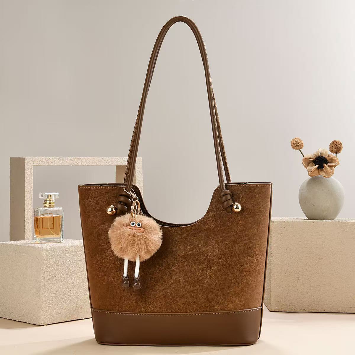 Doll Ornaments Stitching Fashion Versatile Retro Tote Bag