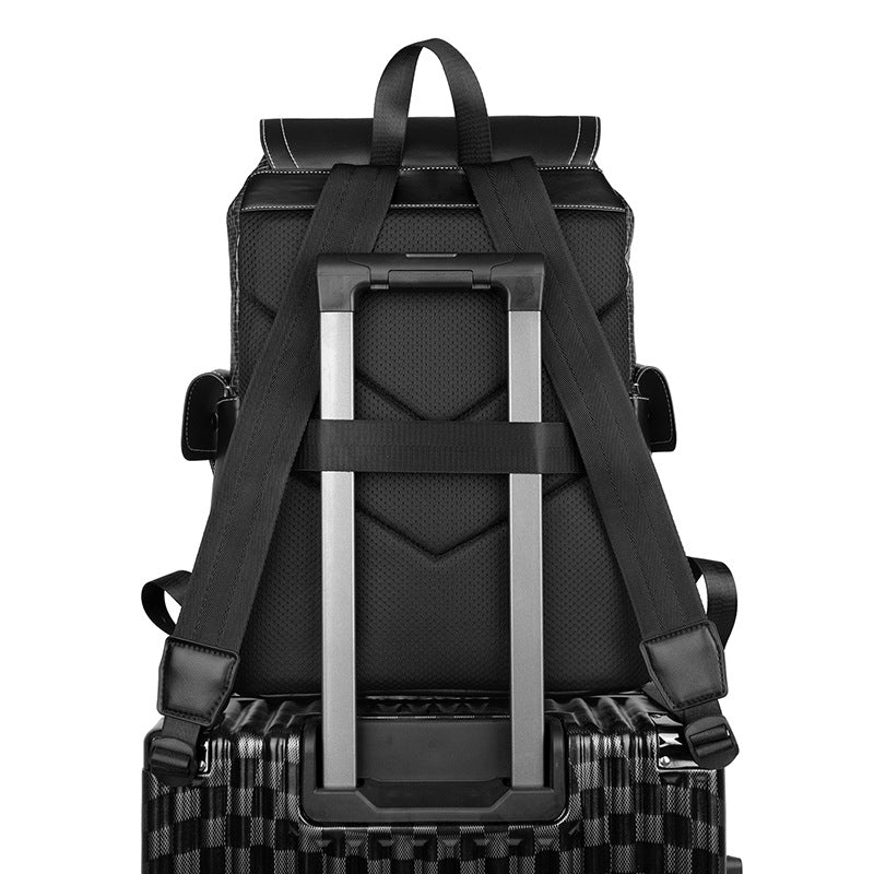 Men's Business Advanced Sensor Computer Large Capacity Plaid Leisure Backpack