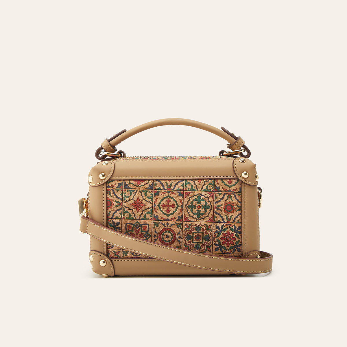 Ethnic Print Cork Tree Leather Bohemian Women's Handbag