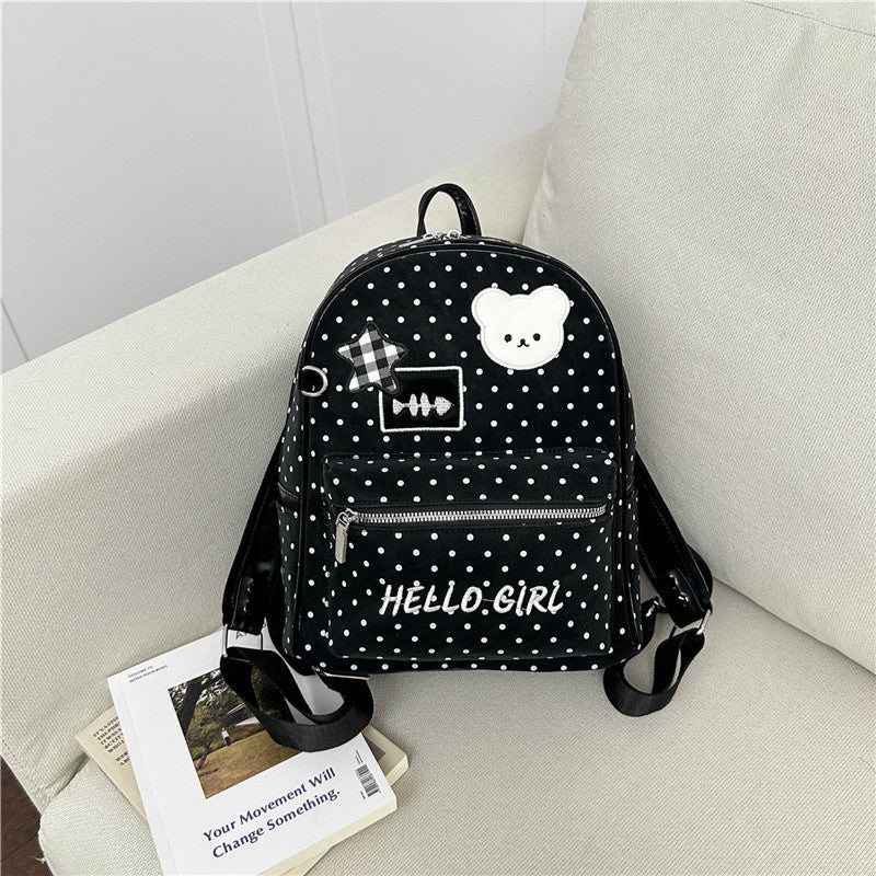 Korean Style Cute Bunny Polka Dot Simple Large Capacity Lightweight Backpacks