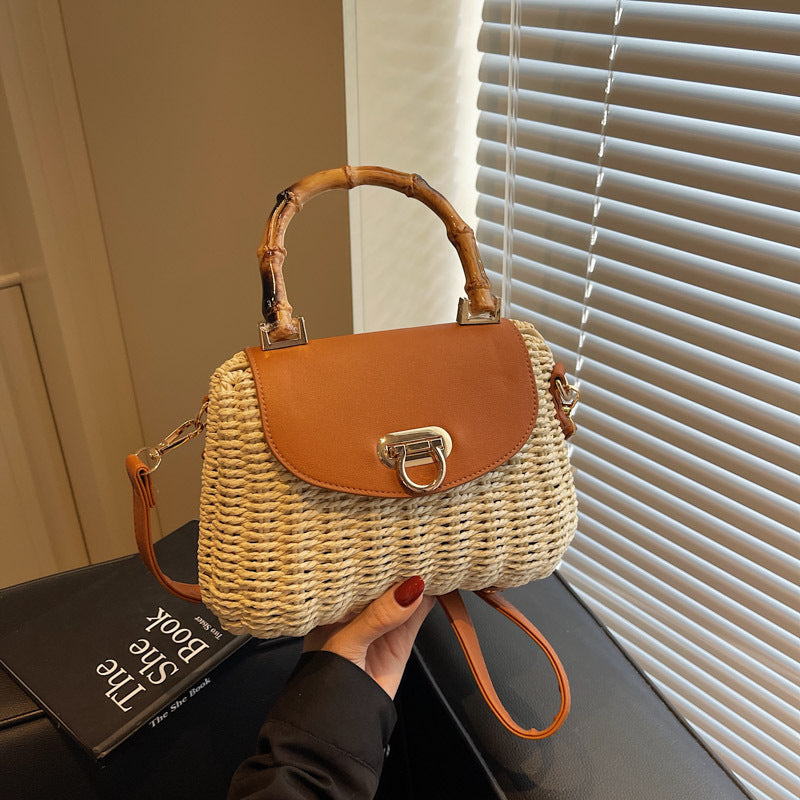 Women's Mori Style Retro Straw Woven Bamboo Vacation Bags