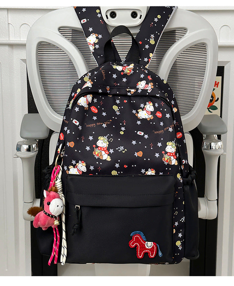 Pony Print Large Capacity Early High Leisure Backpack