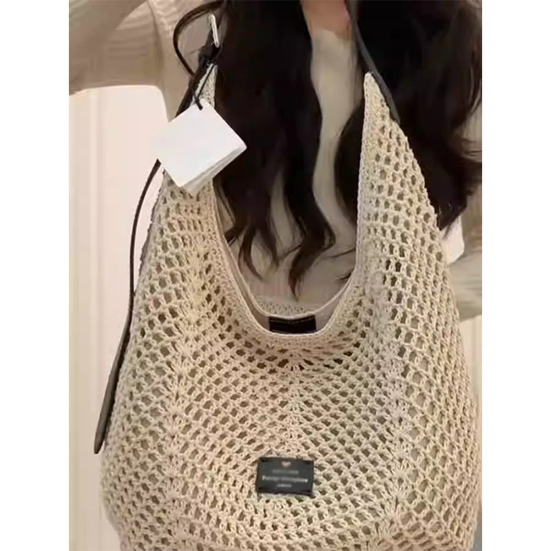 Women's Woven Summer Portable Seaside Beach Commuter Tote Bags