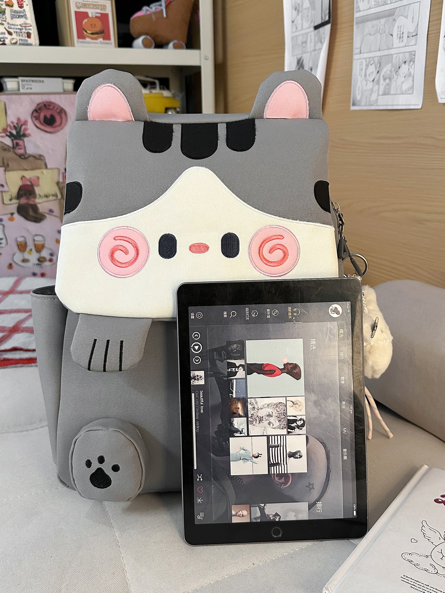 Cute Cartoon Cat Female Large Capacity Leisure Backpack