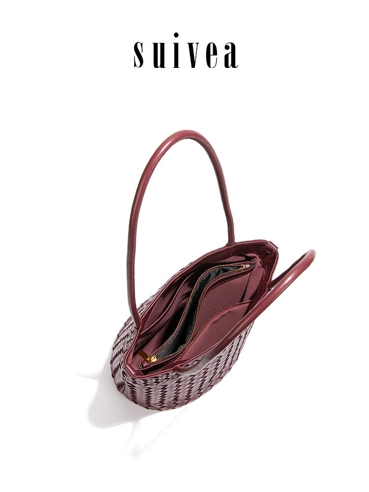 Women's Simple Fashion Woven Large Capacity French Laziness Vegetable Basket Tote Bag
