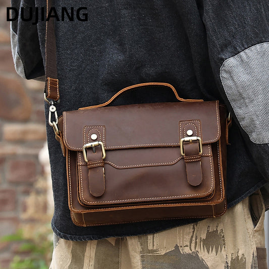 Men's Crazy Horse Leather Commuter Genuine Portable Shoulder Bags