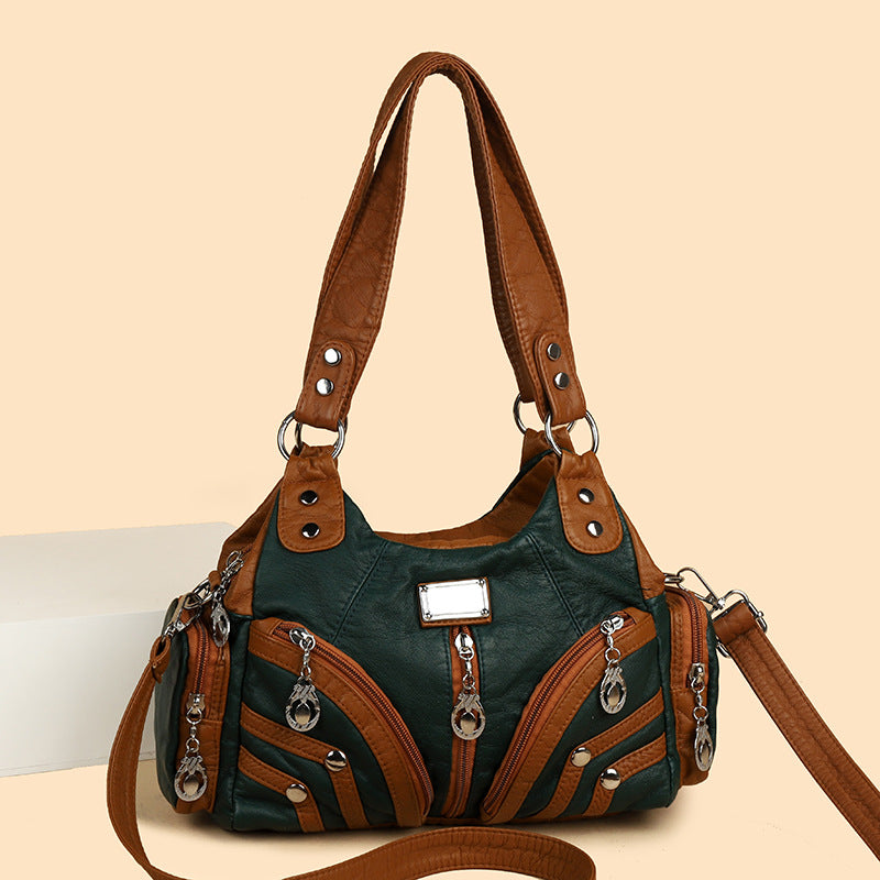 Women's Soft Leather Washed Fashion Trendy Women's Handbag