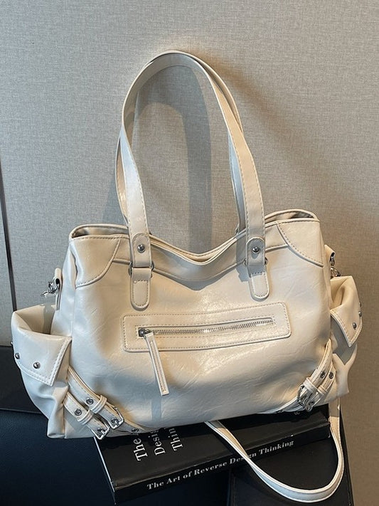 Women's Korean Style Stylish Riveting Machine Car Large Tote Bag