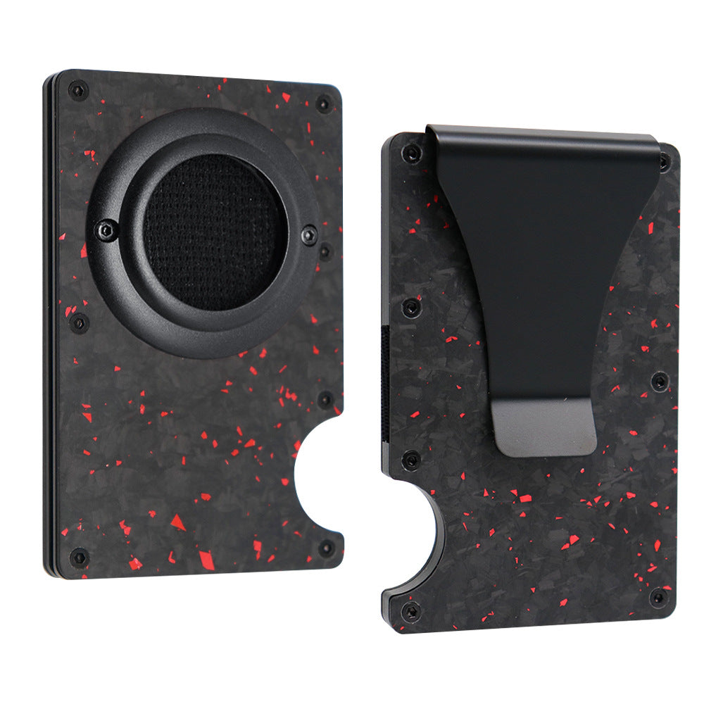 Carbon Fiber Pattern Swiping Aluminum Alloy Clamp Card Holder