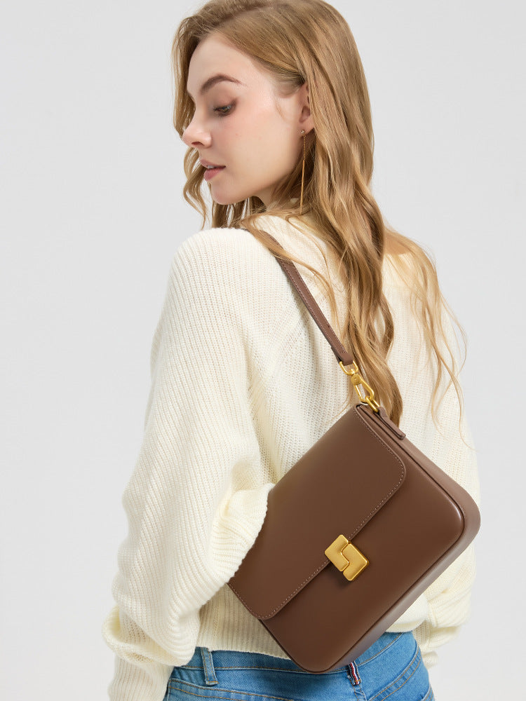Women's Fashion Trendy For Cowhide Simple Commute Small Square Bags