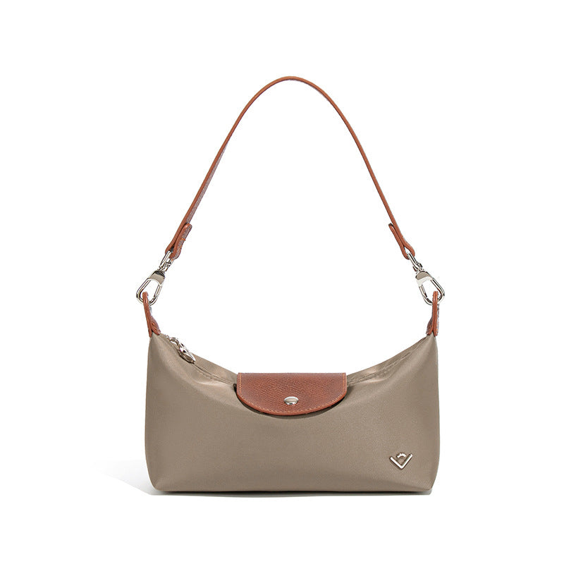 Women's Color Contrast Patchwork Nylon Flip Dumpling Lunch Underarm Bag
