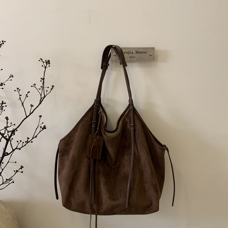 Women's Loose Leopard Print Commuter Retro Fashion Design Large Capacity Shoulder Bags