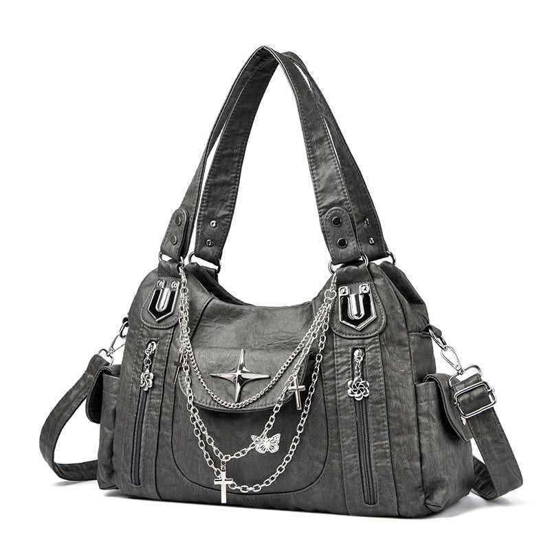 Women's Retro Washed Unique Hot Fan Bike Packet Large Capacity Women's Handbag