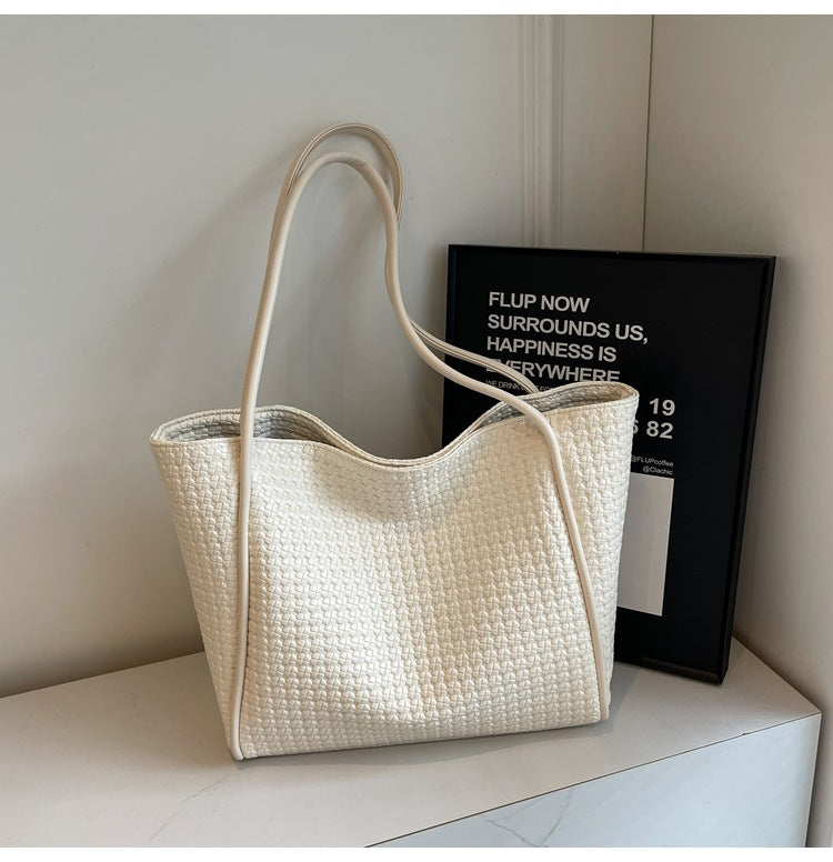 Women's High Sense Woven Retro Large Capacity Underarm Simple Temperament Commute Shoulder Bags