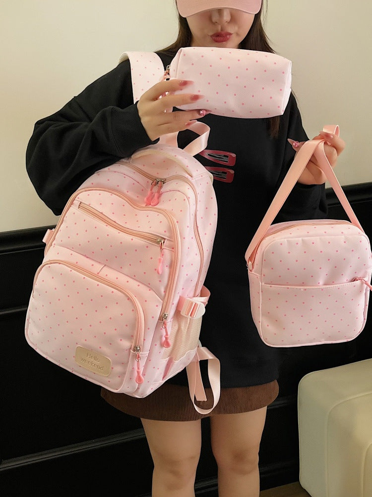 Women's Style Polka Dot Early High College Good-looking Cute Sweet Fresh Women's Backpack