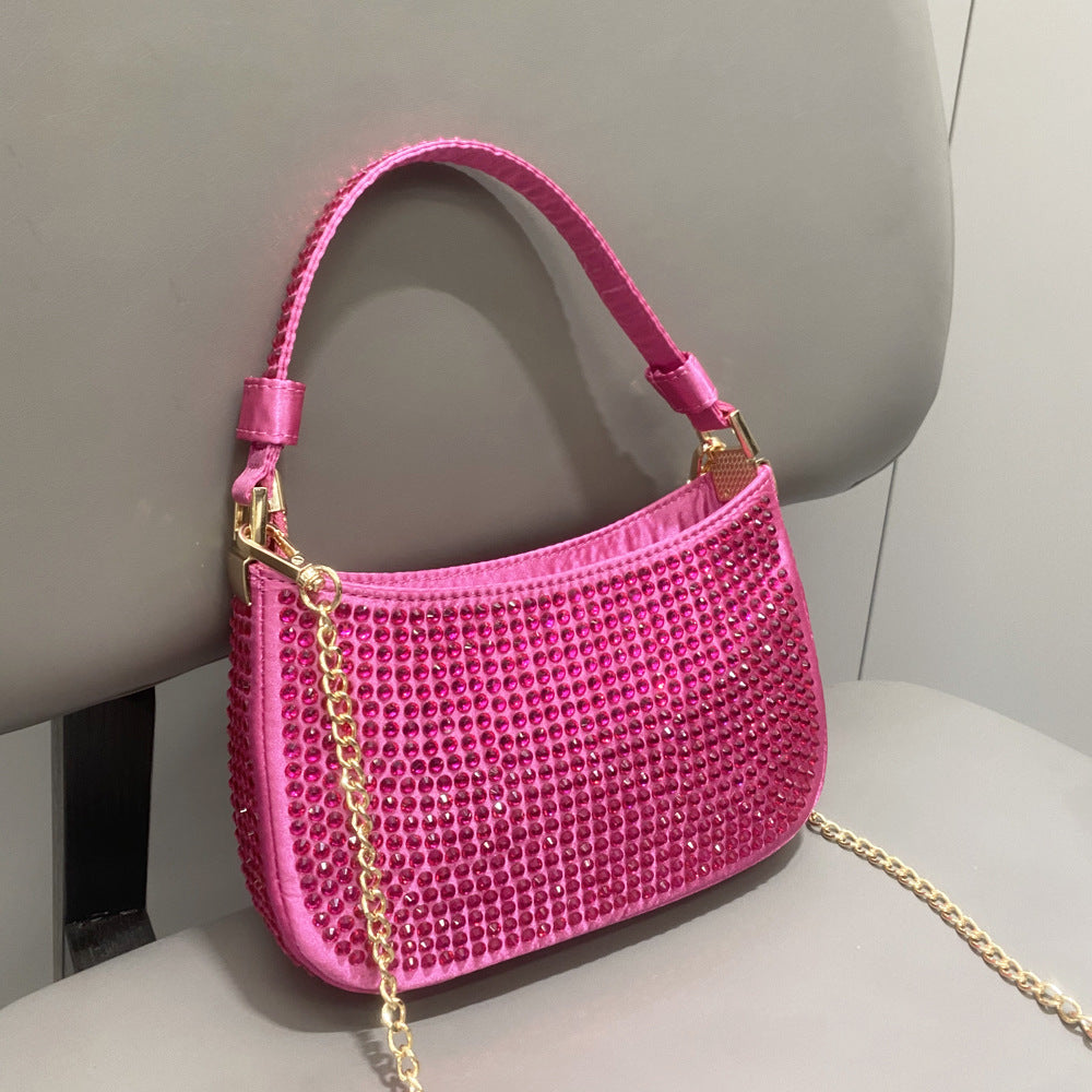 Women's Shiny Diamond Underarm Lady's Chain Dinner Bags