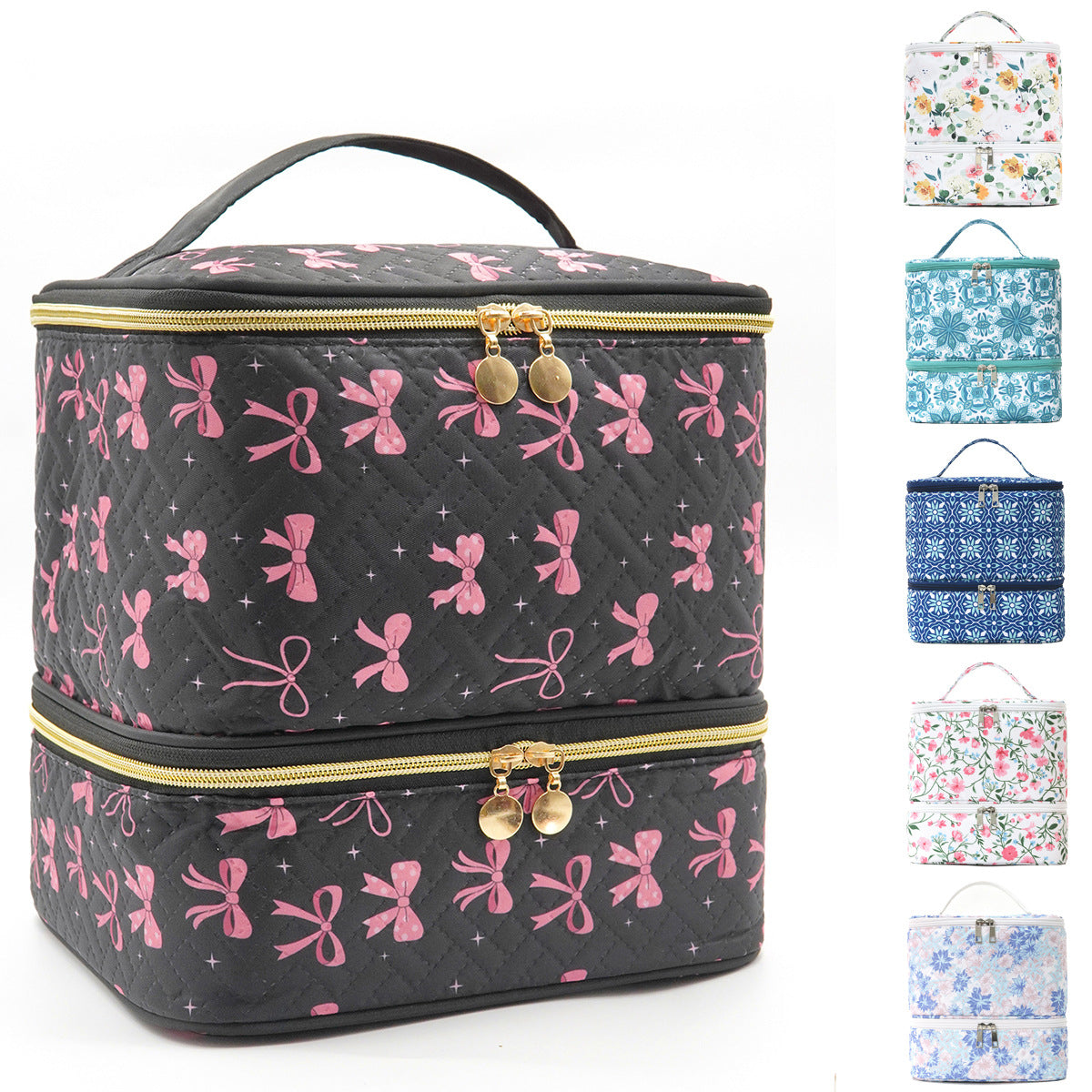 Large Capacity Storage Quilted Printing Grid Detachable Bags
