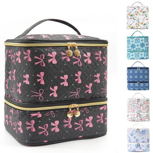 Large Capacity Storage Quilted Printing Grid Detachable Bags