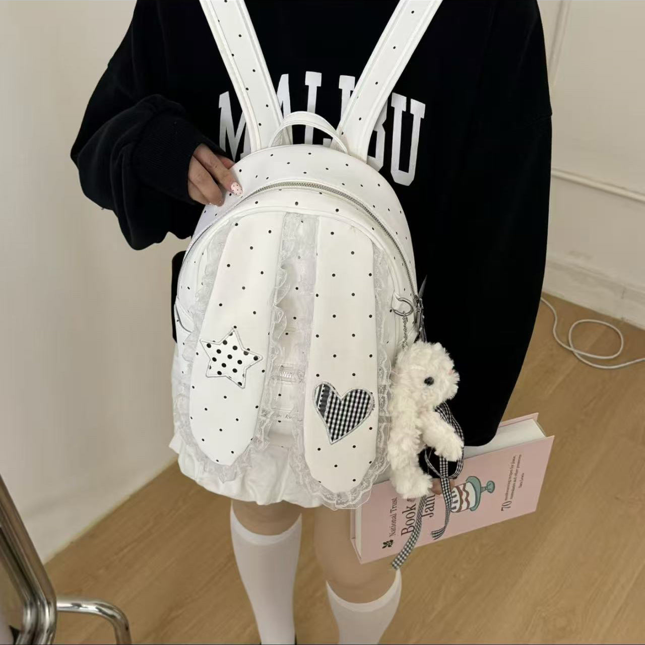 Dot Love Rabbit Ear Everyday Joker Commuter Back Women's Backpack
